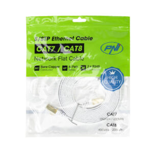 Plokščias tinklo kabelis S/STP CAT7 PNI U7030W, 2 x RJ45, 4 laidų poros, 32AWG, varinis, 10 Gbps, 600 MHz, 3m, baltas - Image 6