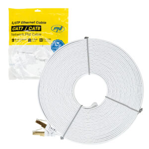 Plokščias tinklo kabelis S/STP CAT7 PNI U7200W, 2 x RJ45, 4 laidų poros, 32AWG, varinis, 10 Gbps, 600 MHz, 20m, baltas - Image 4
