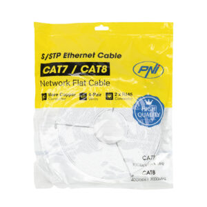Plokščias tinklo kabelis S/STP CAT7 PNI U7200W, 2 x RJ45, 4 laidų poros, 32AWG, varinis, 10 Gbps, 600 MHz, 20m, baltas - Image 7
