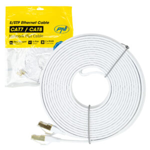 Plokščias tinklo kabelis S/STP CAT8 PNI U8100W, 2 x RJ45, 4 laidų poros, 28AWG, varinis, 40 Gbps, 2000 MHz, 10m, baltas - Image 7