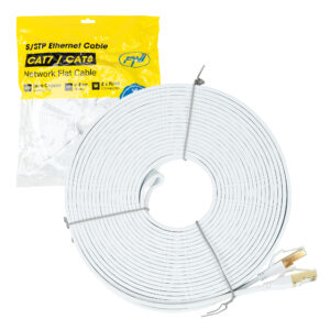 Plokščias tinklo kabelis S/STP CAT8 PNI U8150W, 2 x RJ45, 4 laidų poros, 28AWG, varinis, 40 Gbps, 2000 MHz, 15m, baltas - Image 7