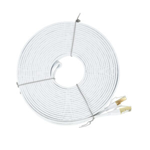 Plokščias tinklo kabelis S/STP CAT8 PNI U8200W, 2 x RJ45, 4 laidų poros, 28AWG, varinis, 40 Gbps, 2000 MHz, 20m, baltas - Image 5