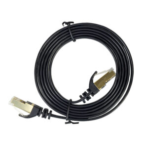 Plokščias tinklo kabelis S/STP CAT7 PNI U7015B, Patch, 2 x RJ45, 4 laidų poros, 32AWG, varinis, 10 Gbps, 600 MHz, 1.5m, juodas - Image 2