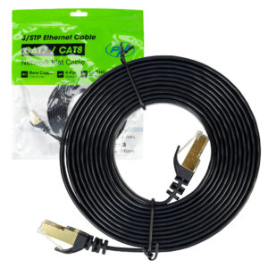 Plokščias tinklo kabelis S/STP CAT7 PNI U7030B, 2 x RJ45, 4 laidų poros, 32AWG, varinis, 10 Gbps, 600 MHz, 3m, juodas