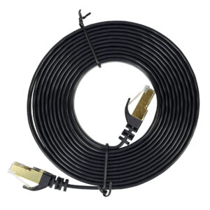 Plokščias tinklo kabelis S/STP CAT7 PNI U7030B, 2 x RJ45, 4 laidų poros, 32AWG, varinis, 10 Gbps, 600 MHz, 3m, juodas - Image 2