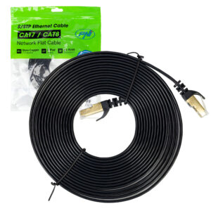 Plokščias tinklo kabelis S/STP CAT7 PNI U7050B, 2 x RJ45, 4 laidų poros, 32AWG, varinis, 10 Gbps, 600 MHz, 5m, juodas