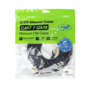 Plokščias tinklo kabelis S/STP CAT7 PNI U7050B, 2 x RJ45, 4 laidų poros, 32AWG, varinis, 10 Gbps, 600 MHz, 5m, juodas - Image 4