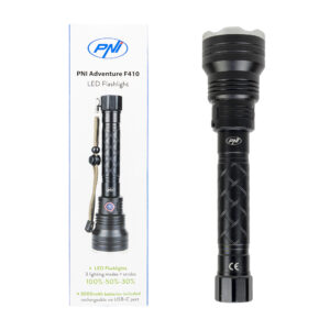 Aliumininis žibintuvėlis PNI Adventure F410, su 10W LED, 700 liumenų, iki 250 m, IP44, USB Type C, komplekte 3000mAh baterijos - Image 2