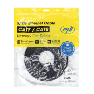 Plokščias tinklo kabelis S/STP CAT7 PNI U7150B, 2 x RJ45, 4 laidų poros, 32AWG, varinis, 10 Gbps, 600 MHz, 15m, juodas - Image 8