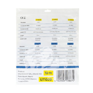 Plokščias tinklo kabelis S/STP CAT7 PNI U7100B, 2 x RJ45, 4 laidų poros, 32AWG, varinis, 10 Gbps, 600 MHz, 10m, juodas - Image 6