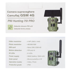 PNI Hunting 751 PRO kamufliažinė vaizdo stebėjimo kamera, 16MP, 4G LTE, GPS, naktinis matymas, nematomi šviesos diodai gyvūnams, IP66 - Image 4
