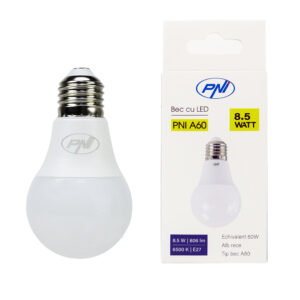 PNI A60 LED lemputė, 8.5W, 806lm, 6500K, E27 lizdas - Image 2