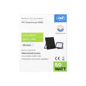 PNI GreenHouse WS50 50W LED prožektorius su saulės baterija, 6000mAh akumuliatoriumi, nuotolinio valdymo pulteliu, reguliuojamu laikmačiu ir ryškumu, 6500 K, IP65 - Image 7