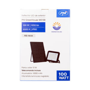 PNI GreenHouse WS100 100W LED prožektorius su saulės baterija, 10000mAh akumuliatoriumi, nuotolinio valdymo pulteliu, reguliuojamu laikmačiu ir ryškumu, 6500 K, IP65 - Image 7