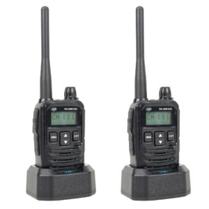 2 nešiojamų radijo stotelių rinkinys PNI DMR R45, skaitmeninis ir analoginis, 446MHz, 16 skaitmeninių kanalų ir 99 analoginiai kanalai, balso įrašymo funkcija, 2000mAh Li-Ion baterija