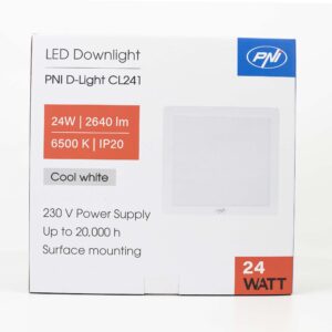PNI D-Light CL241 24W LED lubinis šviestuvas, kvadratinis, 6500K, 230V maitinimo šaltinis, 2640 lm, baltas - Image 6