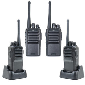 4 nešiojamų radijo stotelių rinkinys PNI PMR R15 0.5W, 16 programuojamų kanalų, 16 PMR ir 50 CTCSS bei 104 DCS tonų, ASQ, TOT, monitorius, programuojamas, 1200mAh baterija