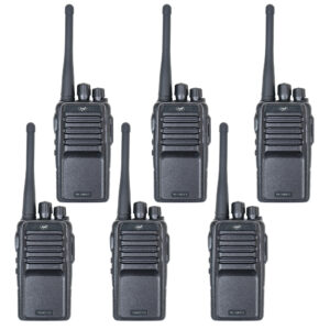 6 nešiojamų radijo stotelių rinkinys PNI PMR R15 0.5W, 16 programuojamų kanalų, 16 PMR ir 50 CTCSS bei 104 DCS tonų, ASQ, TOT, monitorius, programuojamas, 1200mAh baterija