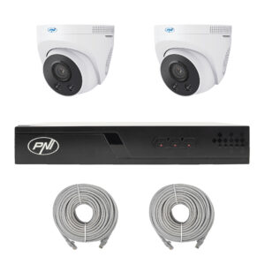PNI House IP710J POE NVR vaizdo stebėjimo rinkinys, komplekte 2 PNI IP505J 5MP kameros ir 2 20 metrų UTP CAT6 kabeliai