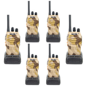 PNI PMR R40 CAMO 0,5W nešiojamų radijo stotelių rinkinys, 16 kanalų, 50 CTCSS ir 104 DCS tonai, ASQ, TOT, monitorius, 6 vienetų komplektas