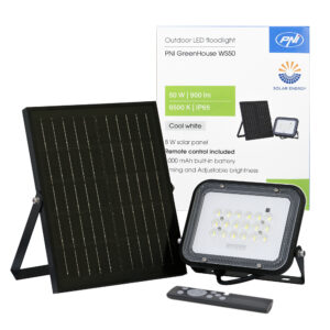 PNI GreenHouse WS50 50W LED prožektorius su saulės baterija, 6000mAh akumuliatoriumi, nuotolinio valdymo pulteliu, reguliuojamu laikmačiu ir ryškumu, 6500 K, IP65 - Image 12