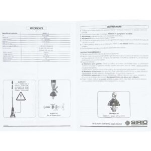 Sirio SUPER 9 CB antena su „butterfly“ tipo laikikliu, ilgis 155 cm, 27 - 28.5 MHz, 250W, komplekte laikiklis, 4m RG58 kabelis ir PL259 jungtis - Image 3