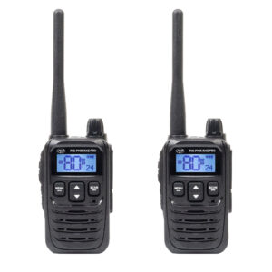 2 nešiojamų radijo stotelių rinkinys PNI PMR R45 PRO 446MHz, 0.5W, 99 programuojami kanalai, 16 PMR, VOX, TOT, BCL, nuskaitymas, Roger Beep