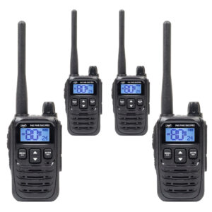 4 nešiojamų radijo stotelių rinkinys PNI PMR R45 PRO 446MHz, 0.5W, 99 programuojami kanalai, 16 PMR ir 38 CTCSS bei 104 DCS tonai, 5 lygių Squelch, VOX, TOT, BCL, Scan, Roger Beep