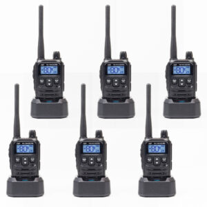 6 nešiojamų radijo stotelių rinkinys PNI PMR R45 PRO 446MHz, 0.5W, 99 programuojami kanalai, 16 PMR ir 38 CTCSS bei 104 DCS tonai, 5 lygių Squelch, VOX, TOT, BCL, Scan, Roger Beep