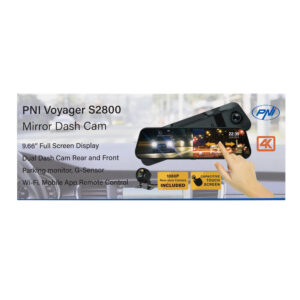 Automobilinis vaizdo registratorius PNI Voyager S2800 UHD 4K 170°, integruotas į galinio vaizdo veidrodėlį, 9.66 colio, IPS jutiklinis ekranas, parkavimo stebėjimas, G-sensorius, „micro SD“ kortelės lizdas, USB-C, GPS funkcija, „Wi-Fi“, valdymas programėle, pridedama galinio vaizdo kamera „Full HD“ - Image 4