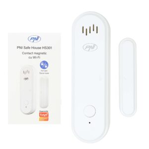 PNI Safe House HS301 magnetinis kontaktas su „Wi-Fi“, skirtas durų/langų stebėjimui per „Tuya Smart“ programėlę, 80 dB garsinis signalas, integruotas garsiakalbis, reguliuojamas garsumas, įjungimo/išjungimo funkcija, 3V maitinimo šaltinis - Image 2