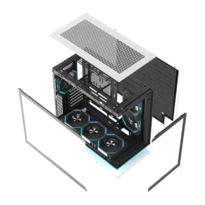 DarkFlash F1 ATX kompiuterio korpusas + 6 ventiliatoriai (baltas)