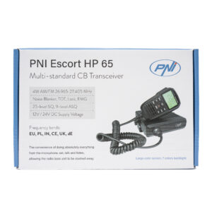 CB radijo stotelė PNI Escort HP 65 ASQ, multi-norm, RF Gain, ASQ, reguliuojamas SQ, 12 - 24 V cigarečių degiklio lizdas pridedamas