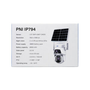PNI IP794 vaizdo stebėjimo kamera su „Wi-Fi“, PTZ, dvigubu objektyvu 2MP + 2MP, 5,5W saulės baterija, 8000mAh akumuliatoriumi - Image 12