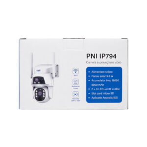 PNI IP794 vaizdo stebėjimo kamera su „Wi-Fi“, PTZ, dvigubu objektyvu 2MP + 2MP, 5,5W saulės baterija, 8000mAh akumuliatoriumi - Image 13