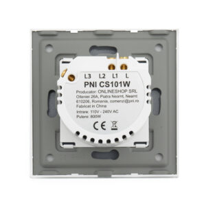 Paprastas laiptinis jungiklis ir kryžminis jungiklis su jutikliniu valdymu PNI CS101W, pagamintas iš stiklo, baltas su LED indikatoriumi, 800W - Image 10