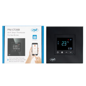 Išmanusis termostatas PNI CT25B WiFi dujiniam šildymo katilui, montuojamas į sieną, 16A, valdymas per „Tuya Smart“ programėlę, programavimas dienai, rankinis/automatinis režimas, juoda spalva - Image 7