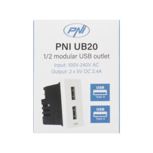 Dvigubas USB lizdas PNI UB20, 5V, 2.4A, modulinis, įmontuojamas, F tipo 1/2, stikliniam rėmeliui RM101W, RM202W - Image 8