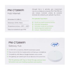 PNI CT28WIFI interneto šakotuvas, skirtas PNI CT28 valdymo moduliui su 8 grindinio šildymo zonomis