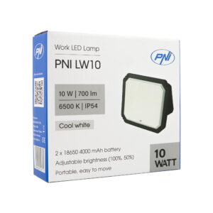 PNI LW10 10W LED darbinis žibintas, nešiojamas, įkraunamas, su 2 x 18650 4000mAh baterijomis, 6500K, IP54, 700 lm, 2 ryškumo lygiai - Image 9