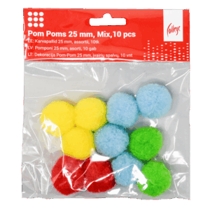 Dekoracija Pom-Pom College 25mm 10vnt