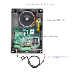 PNI MAB300LR varstomų vartų automatikos komplektas, su 2 40W varikliais, nuotolinio valdymo pulteliais ir valdymo pultu, fotoelementais ir lempute, vartų ilgis iki 2 x 2.5m, vartų svoris 200Kg - Image 16