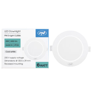PNI D-Light CL2506 6W LED prožektorius, įleidžiamas, apvalus 120 cm, 6400K, 230V maitinimo šaltinis, 660 lm, šaltai balta spalva - Image 2