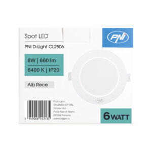 PNI D-Light CL2506 6W LED prožektorius, įleidžiamas, apvalus 120 cm, 6400K, 230V maitinimo šaltinis, 660 lm, šaltai balta spalva - Image 6