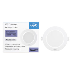 PNI D-Light CL2507 6W LED prožektorius, įleidžiamas, apvalus 12 cm, 4200K, 230V maitinimo šaltinis, 660 lm, neutrali balta spalva - Image 4
