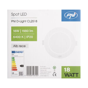 LED prožektorius PNI D-Light CL2518 18W, įleidžiamas, apvalus 22 cm, 6400K, 230V maitinimo šaltinis, 1980 lm, šaltai balta spalva - Image 7