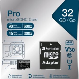 Verbatim 47041 Pro U3 Micro SDHC Atminties kortelė 32GB + microSD į SD Adapteris - Image 3