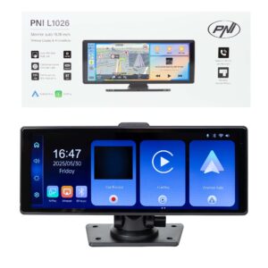 Automobilinis monitorius PNI L1026 10.26 colio, belaidis Carplay, navigacija, muzika, laisvų rankų įranga, „Bluetooth“, FM siųstuvas - Image 2