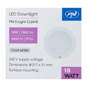 LED lubinis šviestuvas PNI D-Light CL2418 18W, apvalus 21,7 cm, 6400K, 230V, 1980 lm, šaltai balta spalva - Image 3