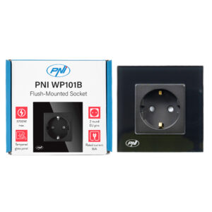 PNI WP101B paprastas įmontuojamas lizdas su stikliniu rėmeliu, juodos spalvos - Image 8